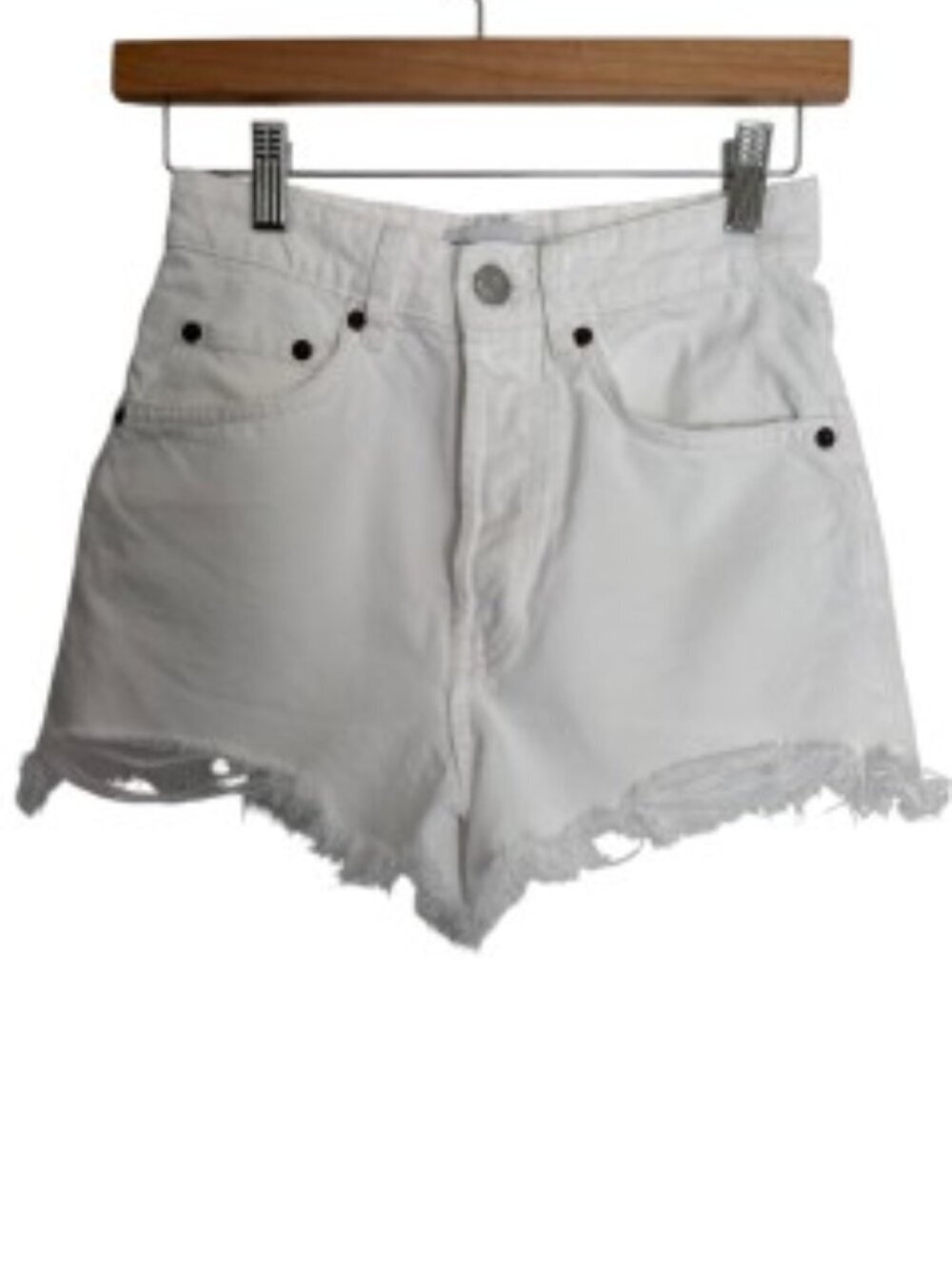 Zara White High Rise Cutoff Jean Shorts 2
